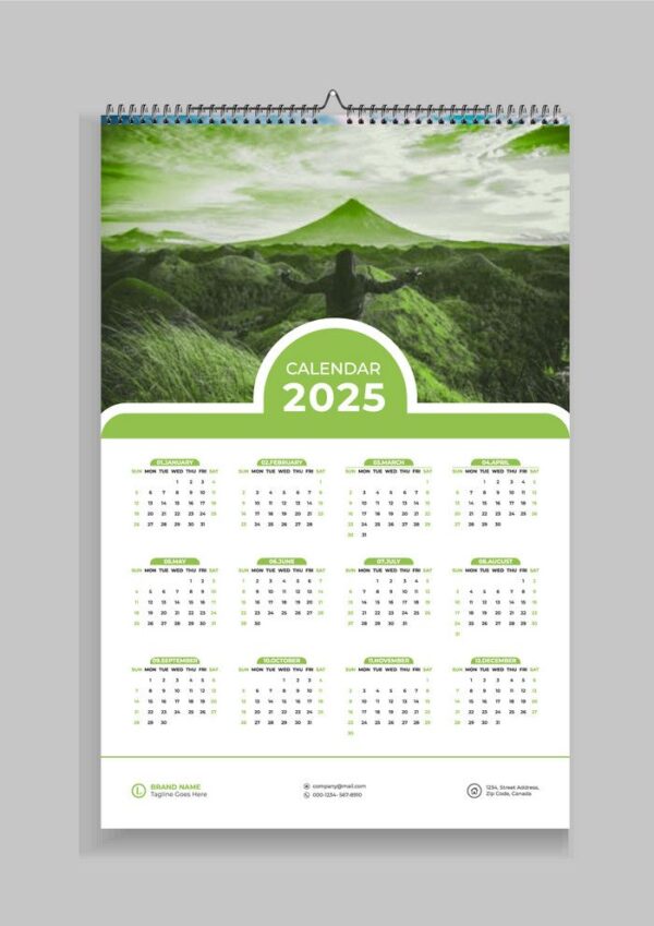 Wall calender with wiro